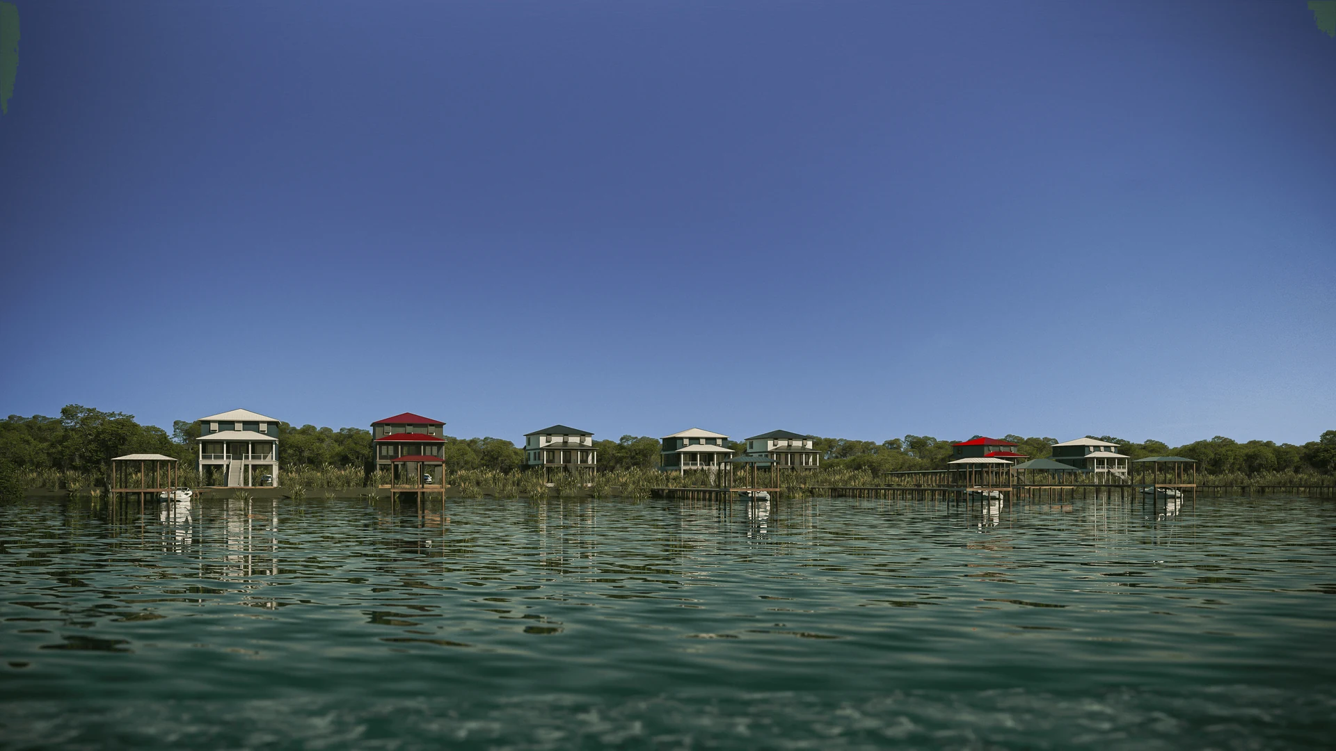 Heron Landing community seen from the water