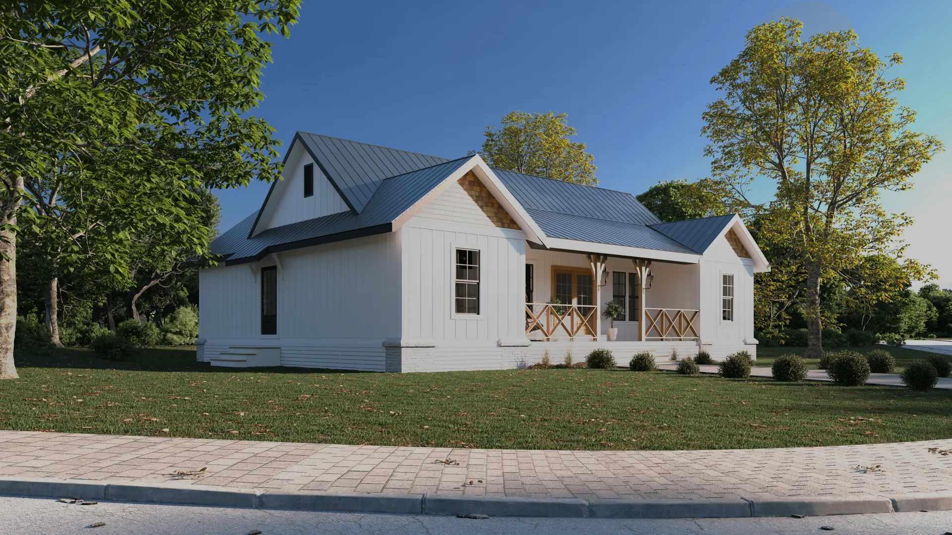 Interior-lot home, side elevation