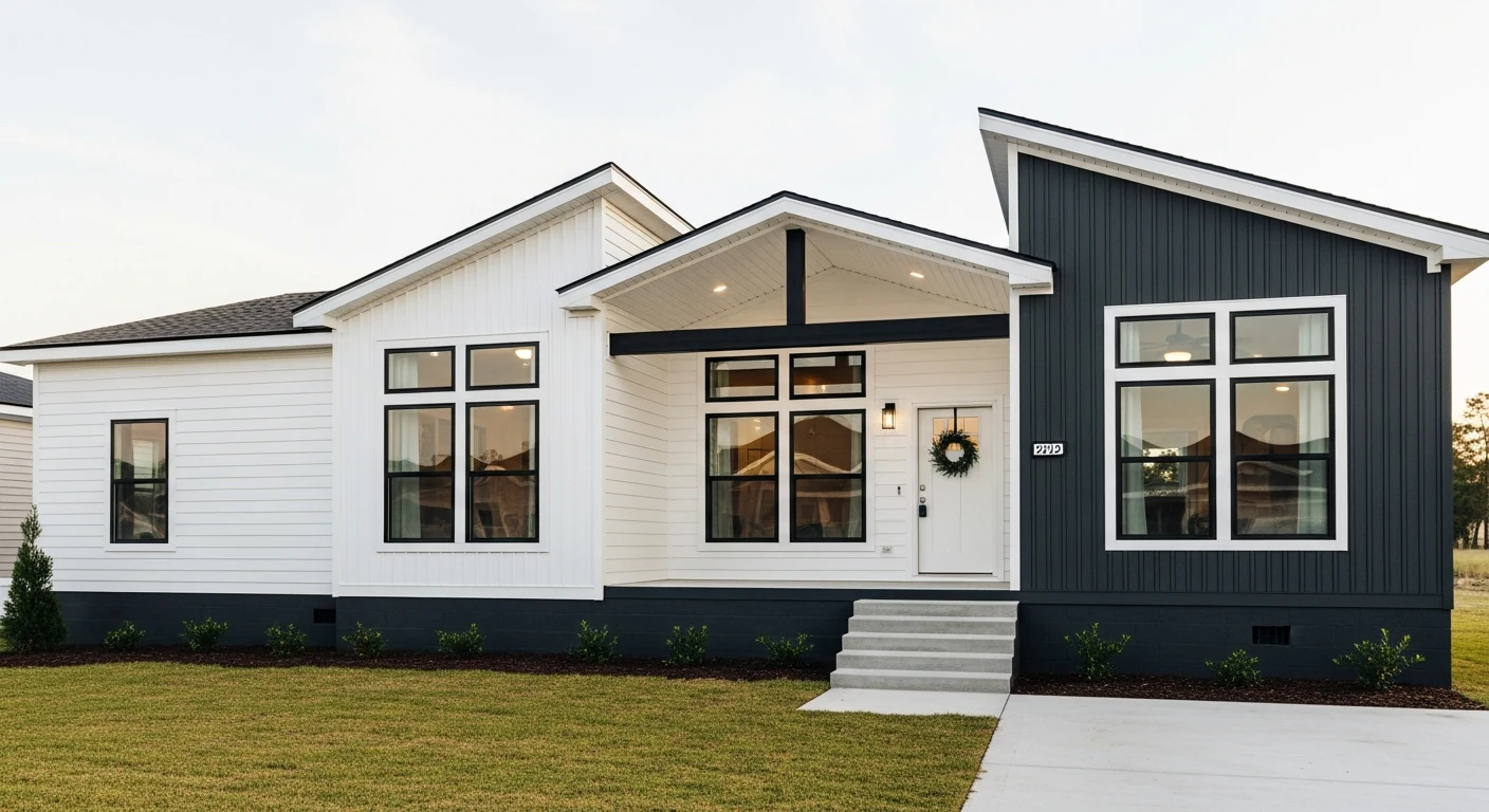 Exterior rendering of a modern coastal manufactured home